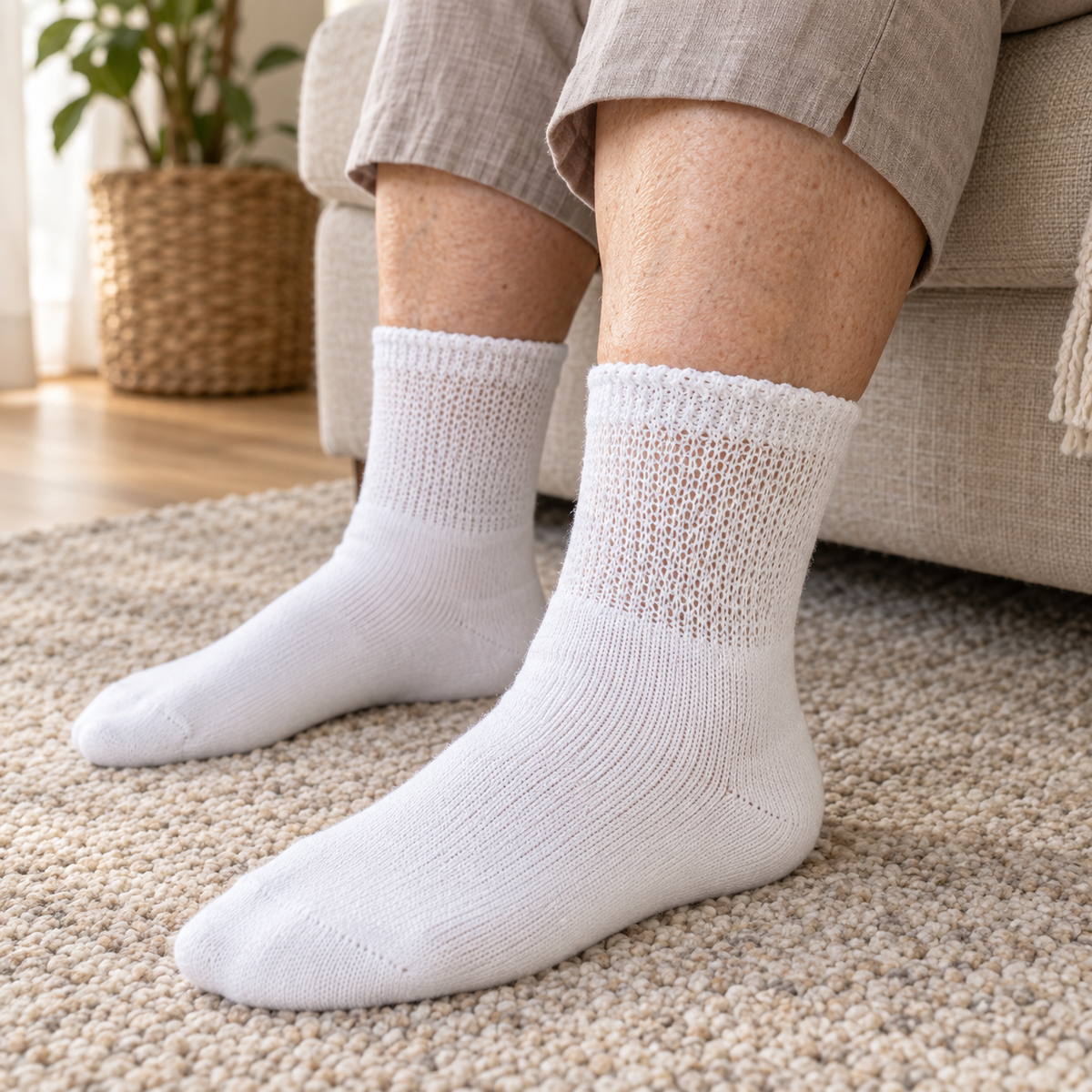 Close-up of a soft diabetic sock knit