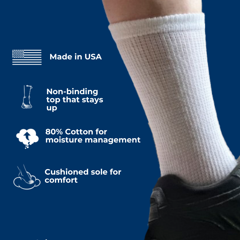 Women's Diabetic Crew Socks close-up of non-binding top