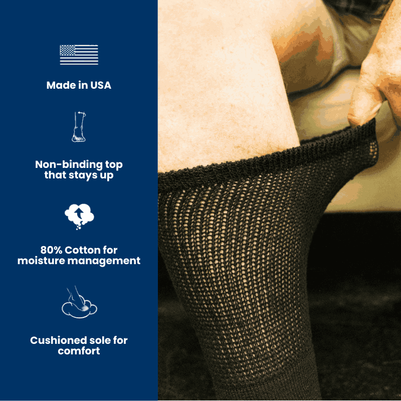 Men's Diabetic Crew Socks — Made in USA product packaging