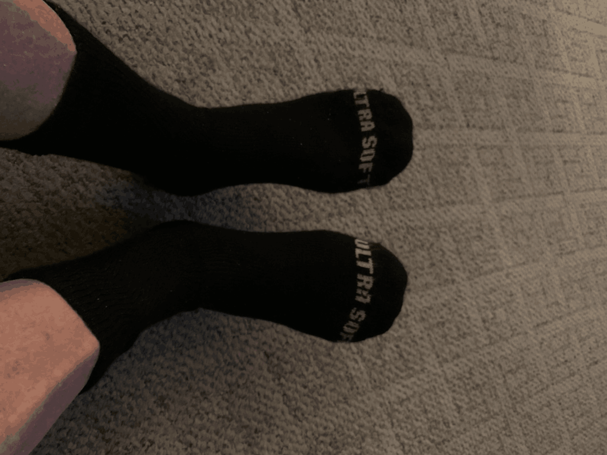 Men's ultra-soft upper calf socks laid flat
