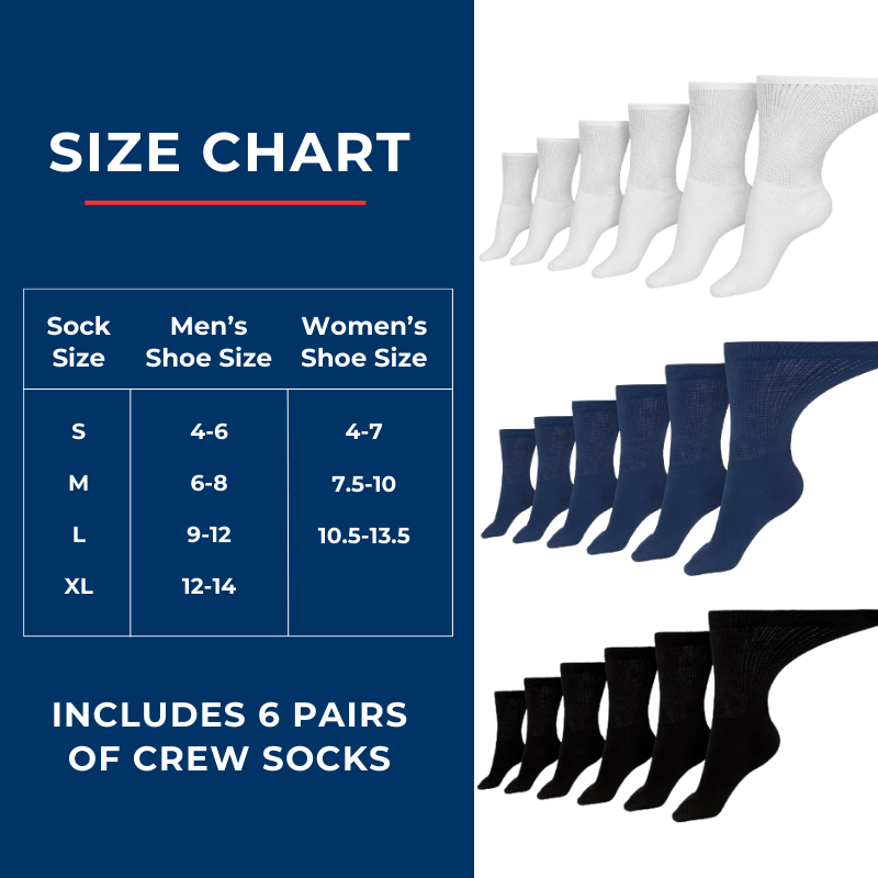 Women's Diabetic Crew Socks — Made in USA product packaging