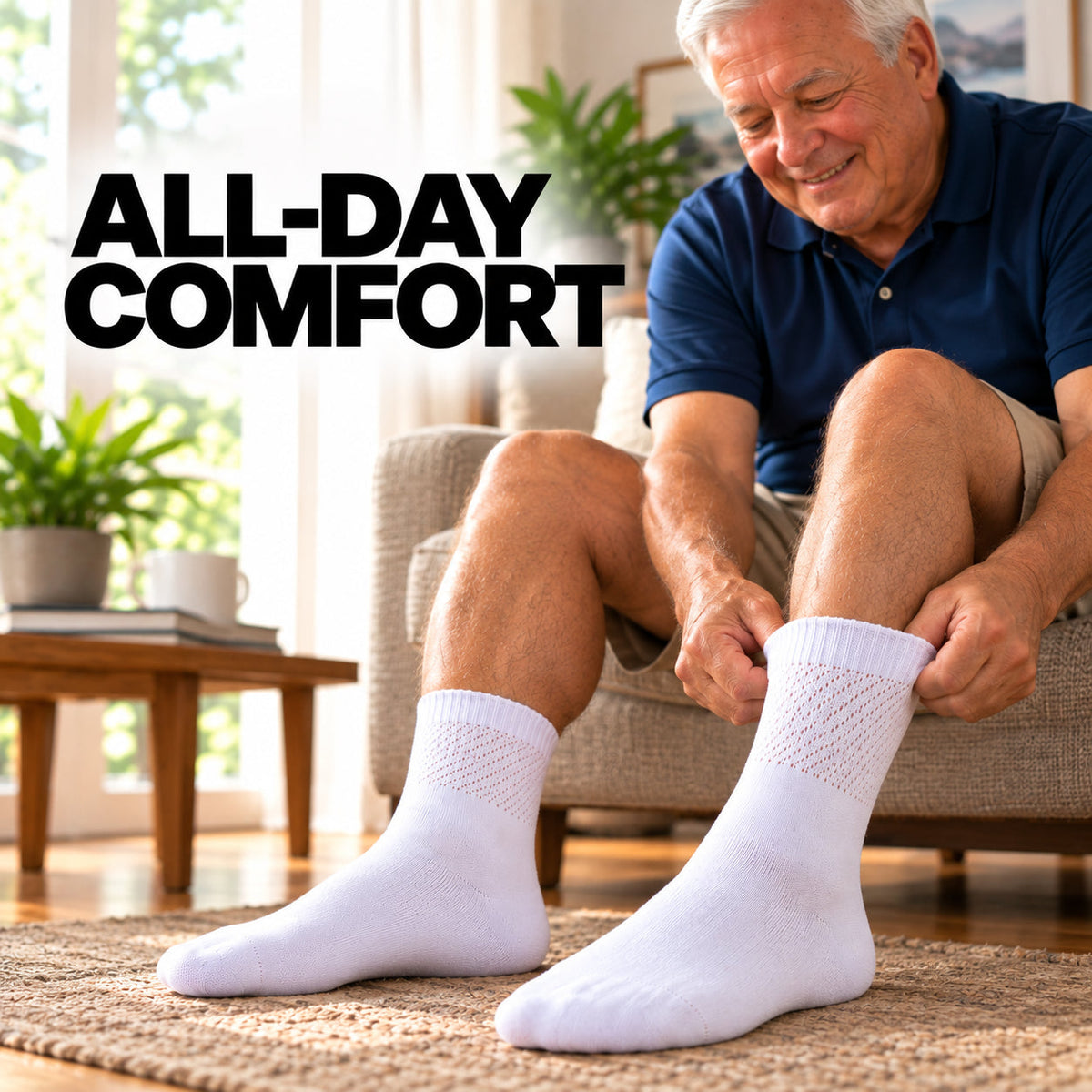 Men's diabetic ankle socks, cushioned for all-day comfort