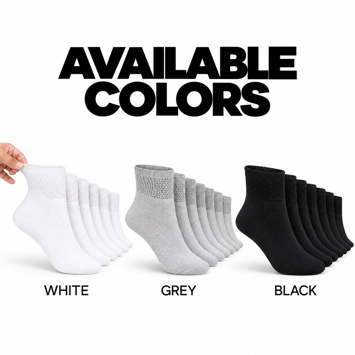 Men's diabetic ankle socks, available colors