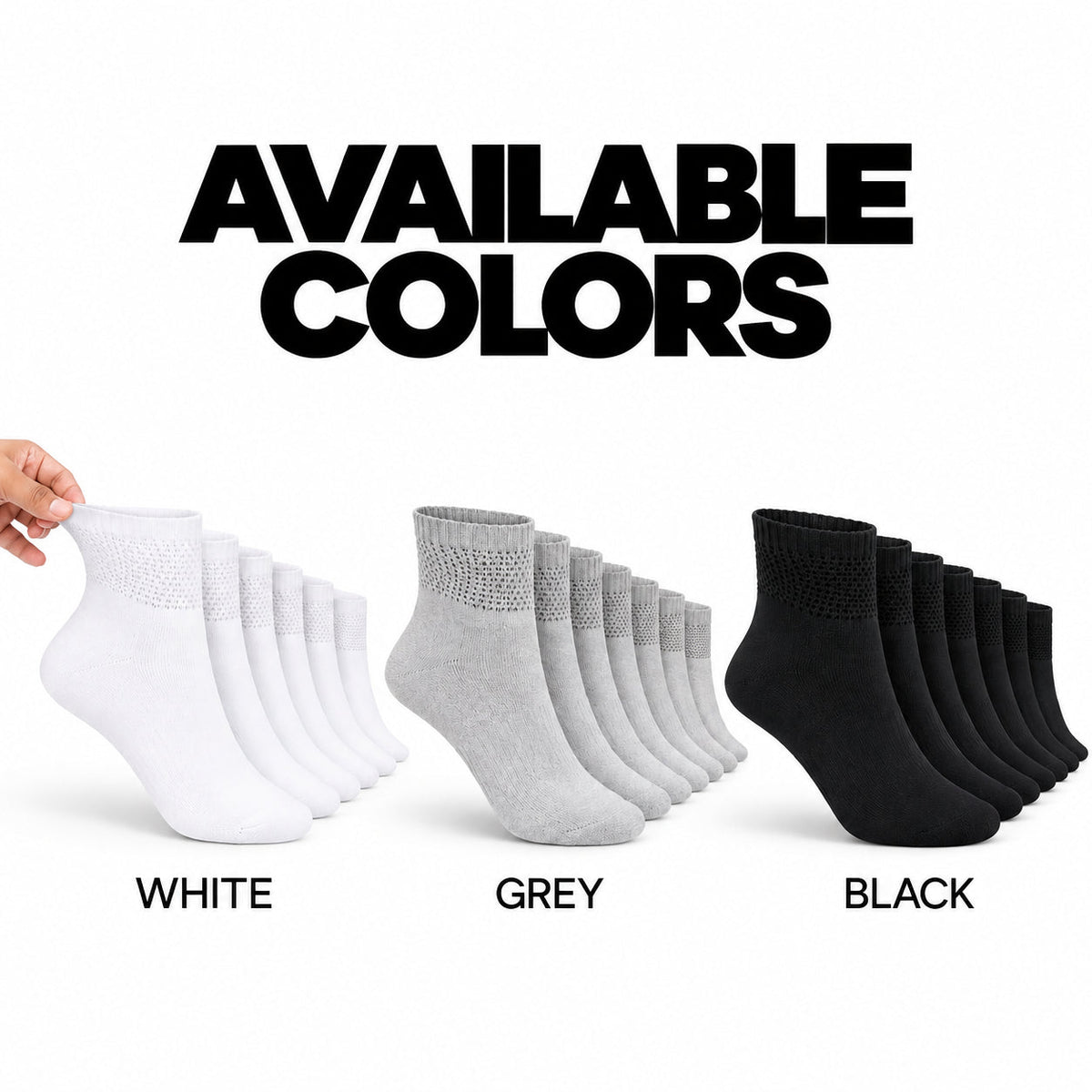 Men's diabetic ankle socks, available colors