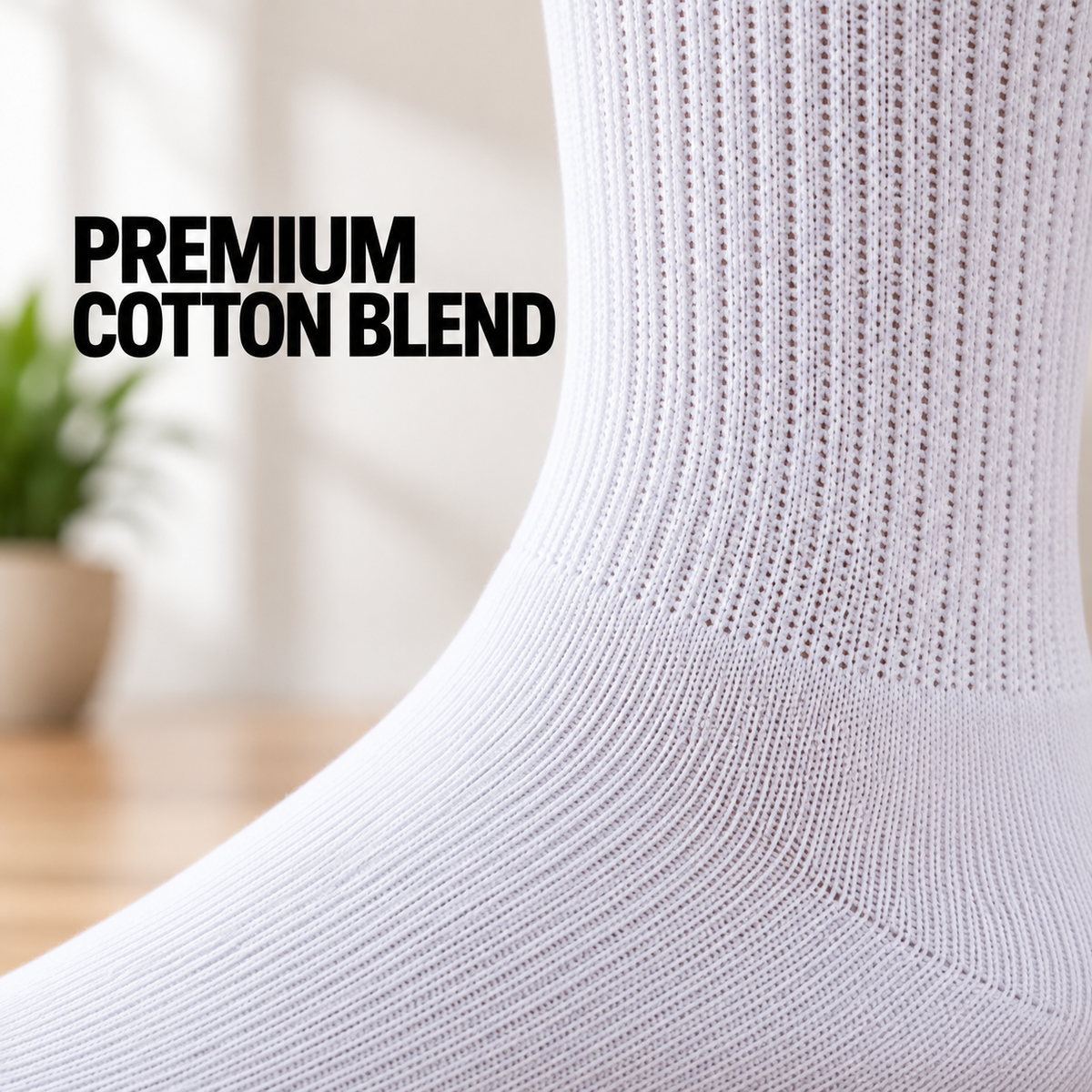 Men's diabetic crew socks, soft cotton blend knit