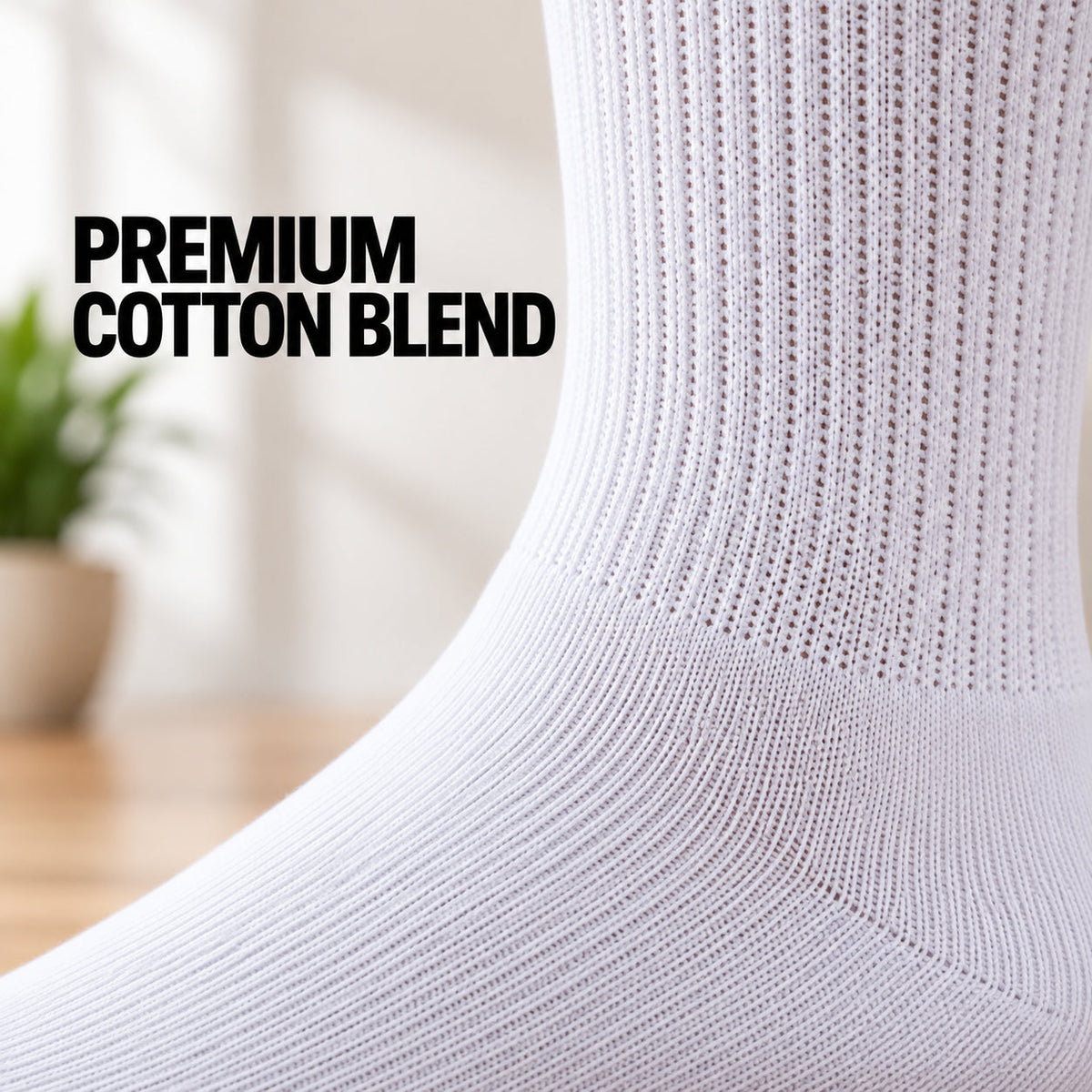 Men's diabetic crew socks, soft cotton blend knit