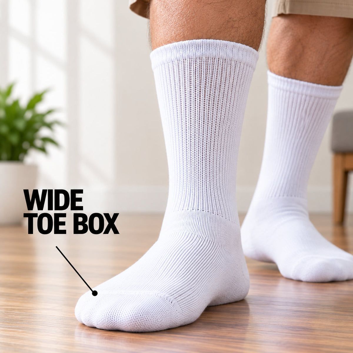 Men's diabetic crew socks, smooth toe seam