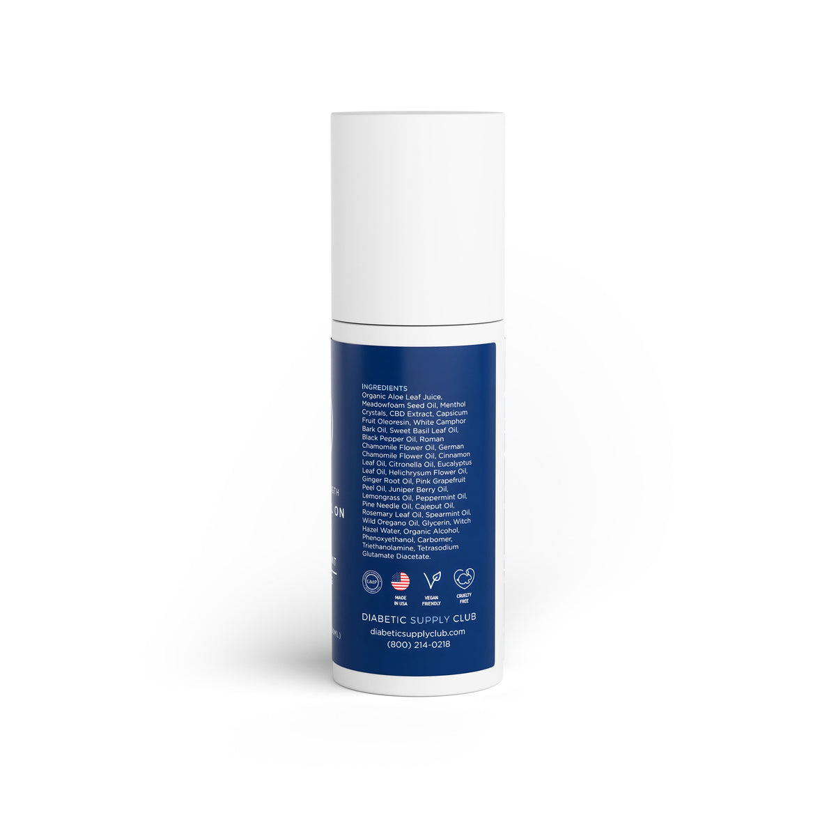 DSC Ultra Strength Peppermint Hemp Roll-On, side of bottle