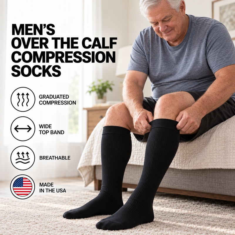 Men's Diabetic Compression Socks (Over the Calf)