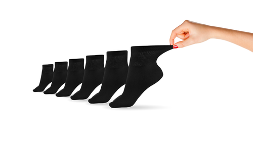 Women's Cotton Diabetic Ankle Socks 3-Pair Pack - Black