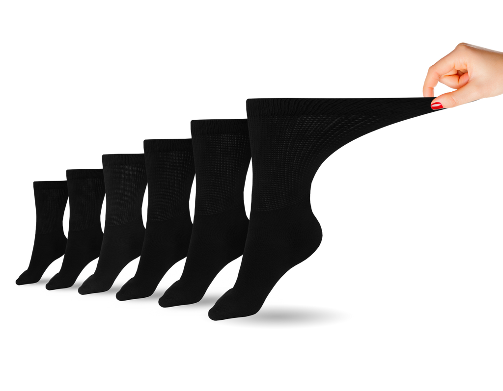 Women's Cotton Diabetic Crew Socks 3-Pair Pack - Black