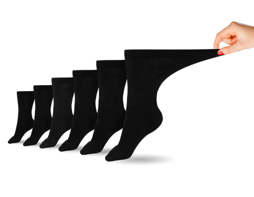 Women's Cotton Diabetic Crew Socks 3-Pair Pack - Black