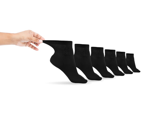 Cotton Diabetic Ankle Socks 3-Pair Pack - Black