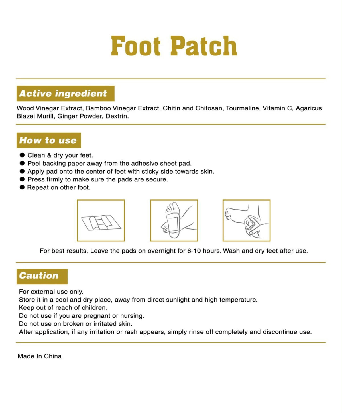 Foot patches application instructions