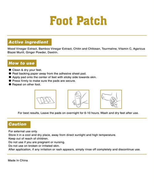 Foot patches application instructions