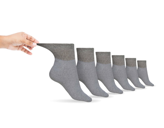 Cotton Diabetic Ankle Socks 3-Pair Pack - Grey