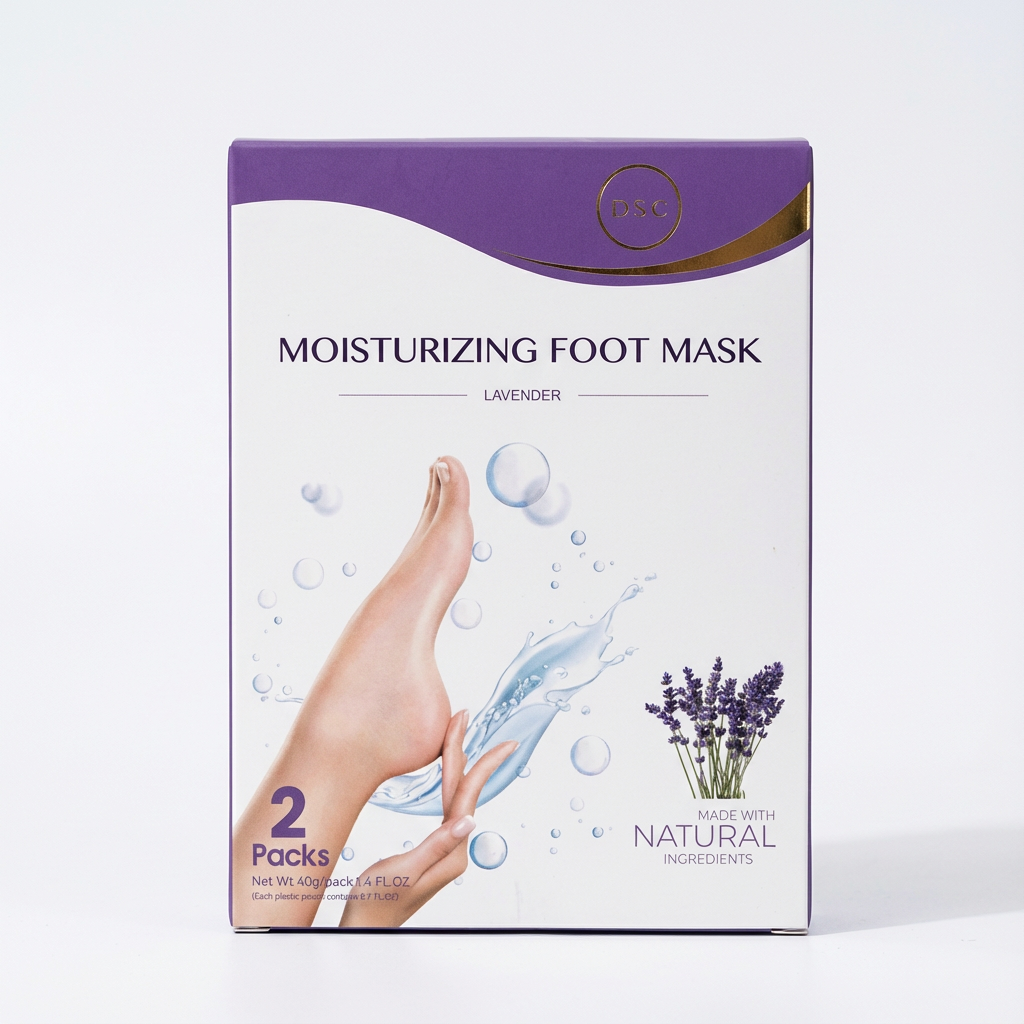 Moisturizing foot mask being worn on feet