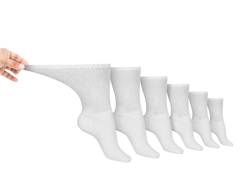 Cotton Diabetic Crew Socks 3-Pair Pack - White