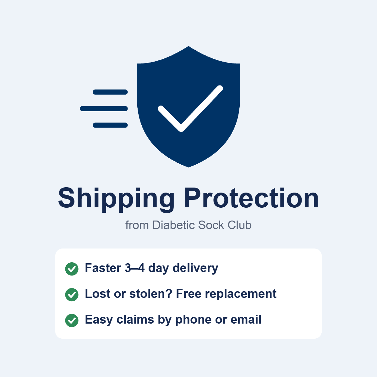 Shipping Protection: faster 3–4 day delivery and a free replacement if your package is lost or stolen
