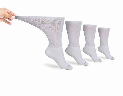 Ultra-Soft Upper Calf Diabetic Socks 2-Pair Pack - White