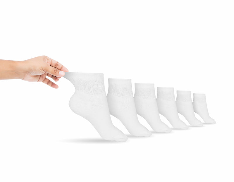 Cotton Diabetic Ankle Socks 3-Pair Pack - White