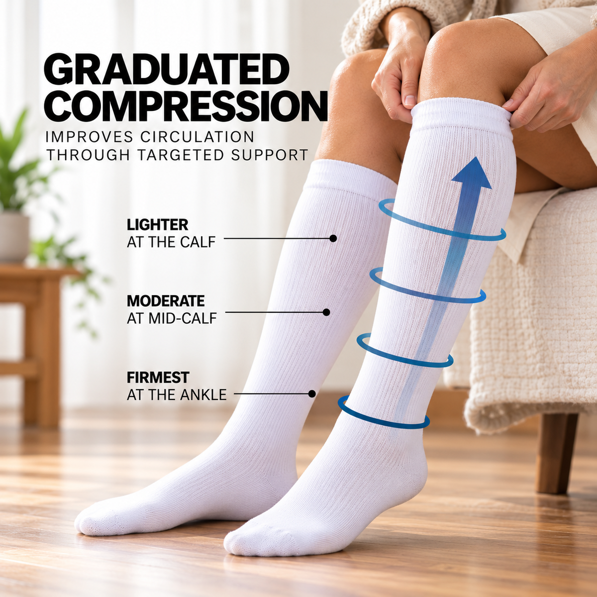 Women's Diabetic Compression Socks (Over the Calf)