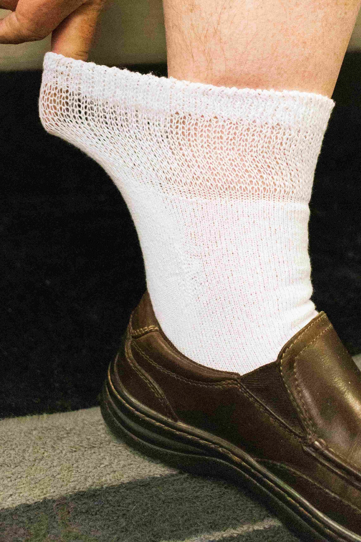 Women's Diabetic Ankle Socks — on-foot fit showing ankle height