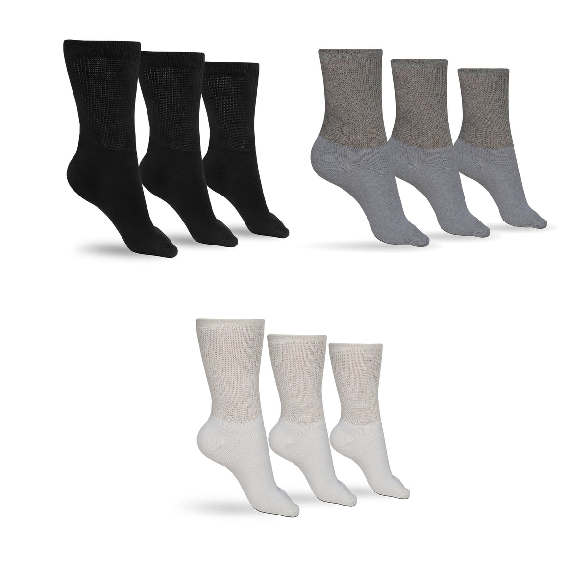 Men's Diabetic Crew Socks — on-foot fit showing crew height