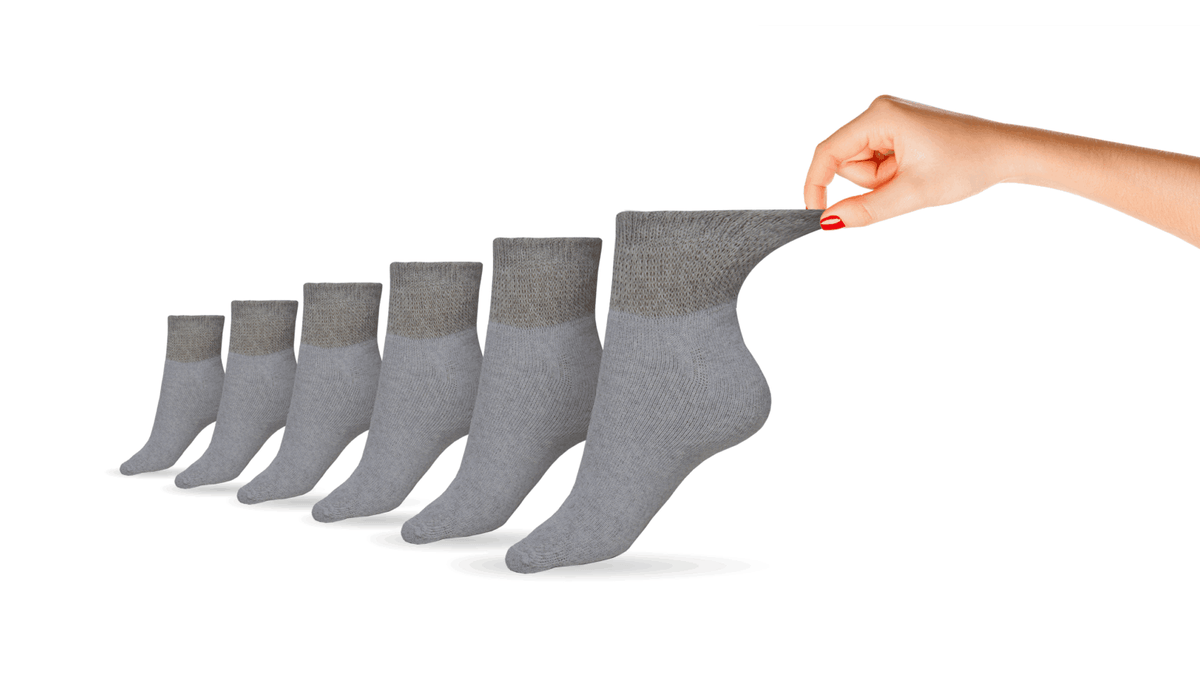 Women's Diabetic Socks 6-Pair Pack - Non-Elastic Top, Cotton Blend, Ankle Length, UK 4-7